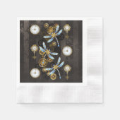 Steampunk Dragonflies op bruine gestreepte achterg Servet (Voorkant)