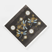Steampunk Dragonflies op bruine gestreepte achterg Servet (Hoek)