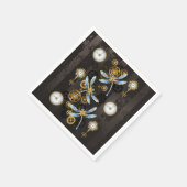 Steampunk Dragonflies op bruine gestreepte achterg Servet (Hoek)