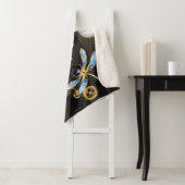 Steampunk Dragonflies op bruine gestreepte achterg Sherpa Deken (In situ)