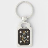 Steampunk Dragonflies op bruine gestreepte achterg Sleutelhanger (Voorkant)