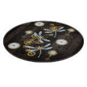 Steampunk Dragonflies op bruine gestreepte achterg Snijplank (Hoek)