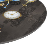 Steampunk Dragonflies op bruine gestreepte achterg Snijplank (Hoek)