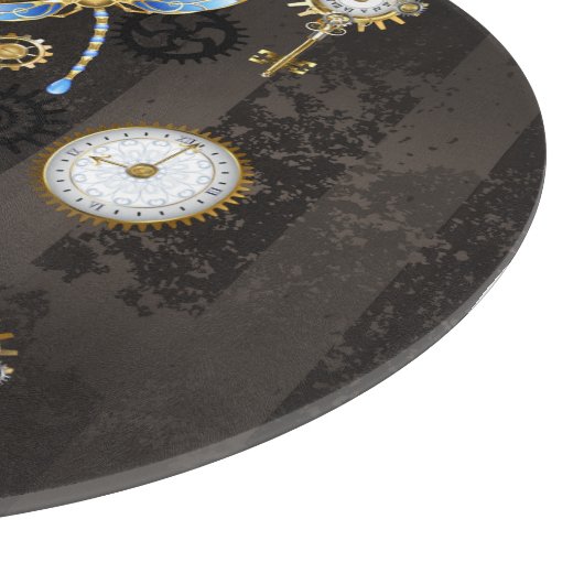 Steampunk Dragonflies op bruine gestreepte achterg Snijplank (Hoek)