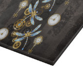 Steampunk Dragonflies op bruine gestreepte achterg Snijplank (Hoek)