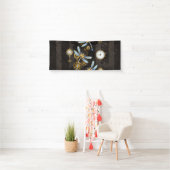Steampunk Dragonflies op bruine gestreepte achterg Spandoek (Insitu)