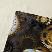 Steampunk Dragonflies op bruine gestreepte achterg Strandlaken (In situ)