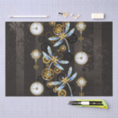 Steampunk Dragonflies op bruine gestreepte achterg Tissuepapier (Craft)