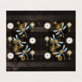 Steampunk Dragonflies op bruine gestreepte achterg Visitekaartje (Buitenkant ongevouwen)