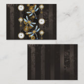 Steampunk Dragonflies op bruine gestreepte achterg Visitekaartje (Voorkant / Achterkant)
