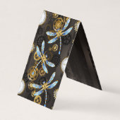 Steampunk Dragonflies op bruine gestreepte achterg Visitekaartje (Voorkant)