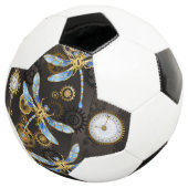 Steampunk Dragonflies op bruine gestreepte achterg Voetbal (Drie kwart)