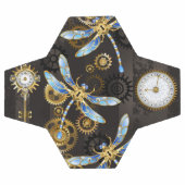 Steampunk Dragonflies op bruine gestreepte achterg Voetbal (Enkel)