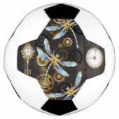 Steampunk Dragonflies op bruine gestreepte achterg Voetbal (Voorkant)