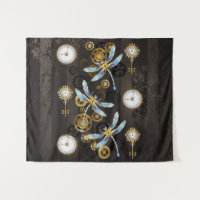Steampunk Dragonflies op bruine gestreepte achterg