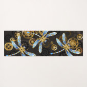 Steampunk Dragonflies op bruine gestreepte achterg Yogamat (Achterkant (horizontaal))
