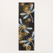 Steampunk Dragonflies op bruine gestreepte achterg Yogamat (Achterkant)