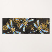 Steampunk Dragonflies op bruine gestreepte achterg Yogamat (Voorkant (horizontaal))