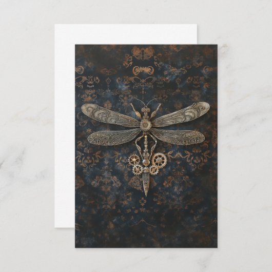 Steampunk Dragonfly Bedankkaart (Voorkant / Achterkant)