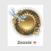 Steampunk Dragonfly T Shirt Gears Gothic Mannen Sticker (Vel)
