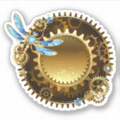 Steampunk Dragonfly T Shirt Gears Gothic Mannen Sticker (Voorkant)