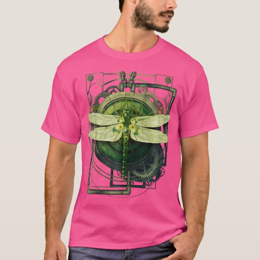 Steampunk Dragonfly Victoriaans Kunst Mechanische T-shirt (Voorkant)