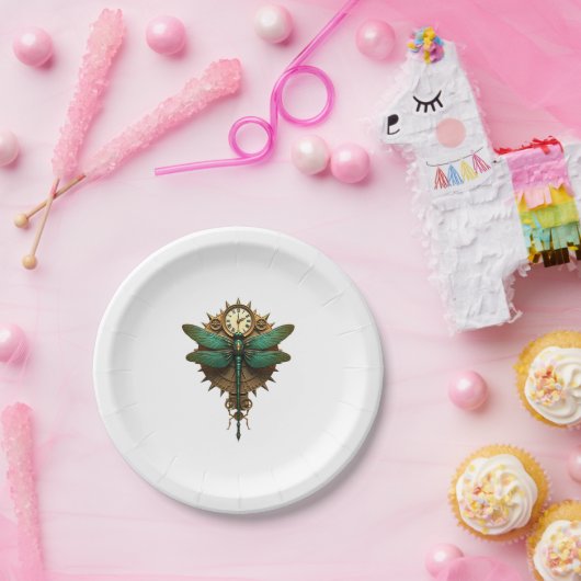 Steampunk Dragonfly Victorian Art Mechanical Steam Papieren Bordje (Feest)