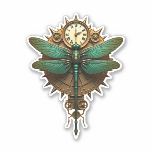 Steampunk Dragonfly Victorian Art Mechanical Steam Sticker (Voorkant)