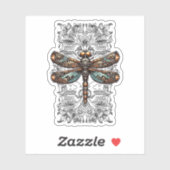 Steampunk Dragonfly Victorian Art Mechanical Steam Sticker (Vel)
