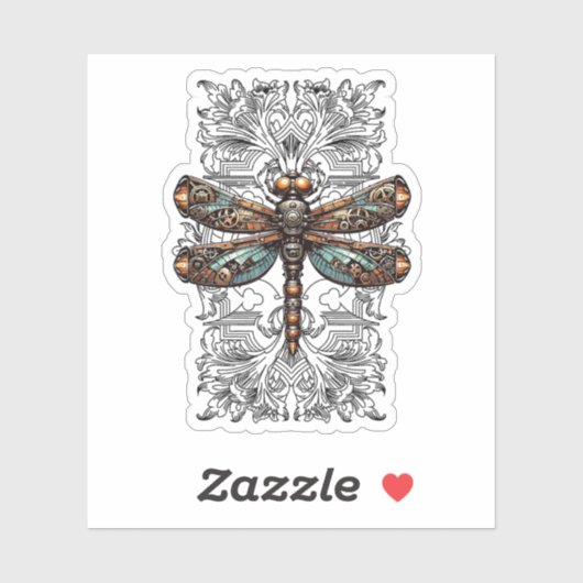 Steampunk Dragonfly Victorian Art Mechanical Steam Sticker (Vel)
