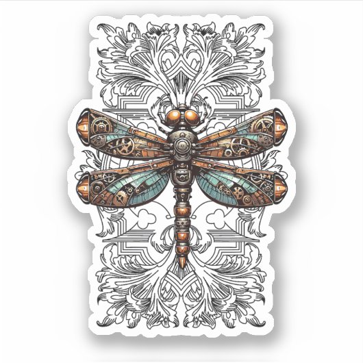 Steampunk Dragonfly Victorian Art Mechanical Steam Sticker (Voorkant)