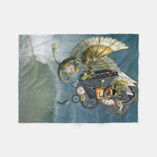 Steampunk Dragons en Dolphins Panel Wall Art Fleece Deken (Voorkant (Horizontaal))