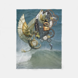 Steampunk Dragons en Dolphins Panel Wall Art Fleece Deken