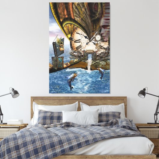 Steampunk drakenboek canvas afdruk (Insitu (Slaapkamer))