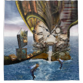 Steampunk drakenboek douchegordijn (Voorkant)