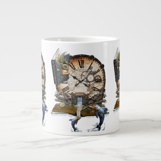 Steampunk drakenboek grote koffiekop (Voorkant)