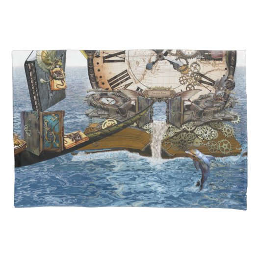 Steampunk drakenboek kussensloop (Voorkant)