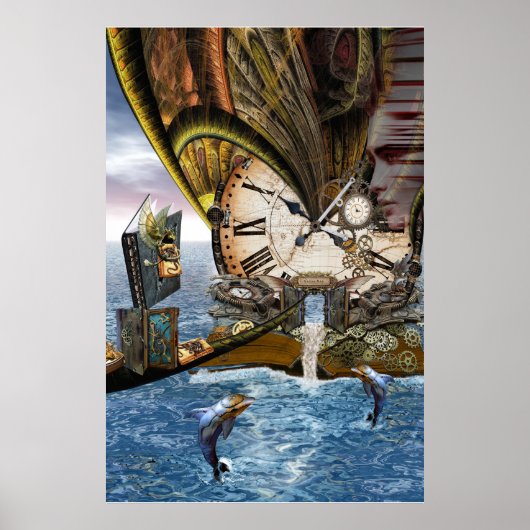 Steampunk drakenboek poster (Voorkant)