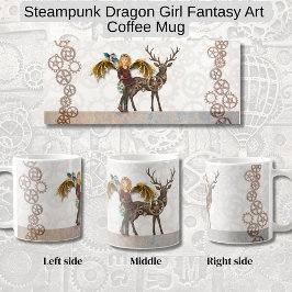 Steampunk Drakenmeisje Fantasie Kunst  Koffiemok