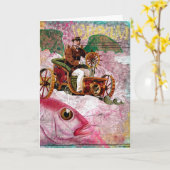 Steampunk Dream Verjaardag Kaart (Gele Bloem)