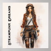 Steampunk dromen  jonge vrouw poster (Voorkant)