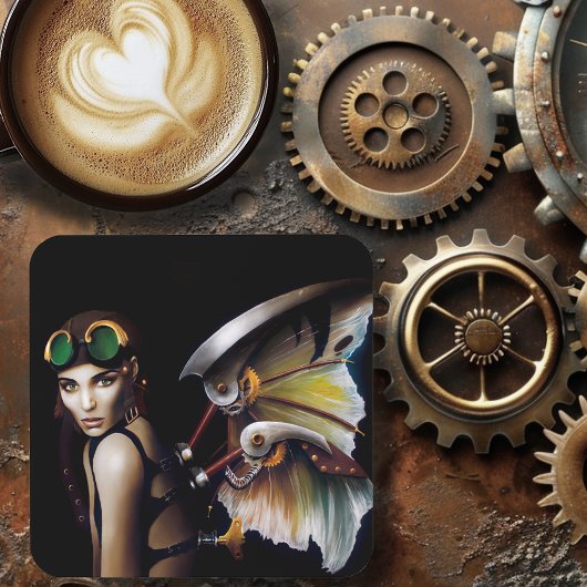 Steampunk dromen van de vlucht bier onderzetter