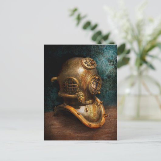 Steampunk - Duiken - De duikhelm Briefkaart (Staand voorkant)