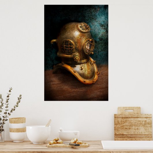 Steampunk - Duiken - De duikhelm Poster (Keuken)