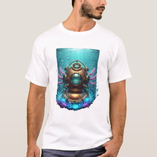 Steampunk Duikende Axolotl T-Shirt Vintage Retro