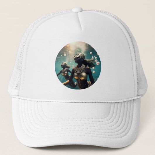 Steampunk duikers duiken voor parels trucker pet (Voorkant)