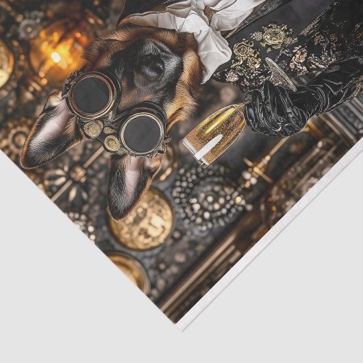 Steampunk Duitse Herder, Elzasser BT4 Decoupage Tissuepapier (Detail)