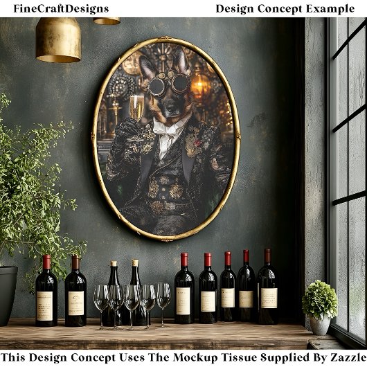 Steampunk Duitse Herder, Elzasser BT4 Decoupage Tissuepapier