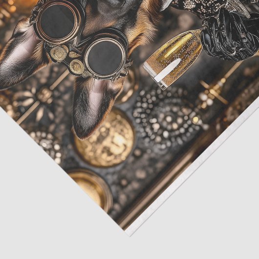 Steampunk Duitse Herder, Elzasser BT5 Decoupage Tissuepapier (Detail)