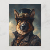 Steampunk Duitse herder in hoge hoed Briefkaart (Voorkant)